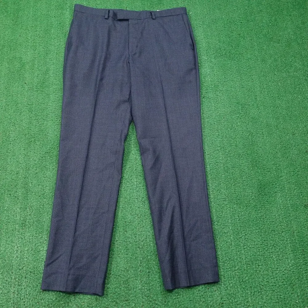 Banana Republic Pants Mens 33X32 Blue‎ Slim Fit Wool Blend Dress Slacks Checked